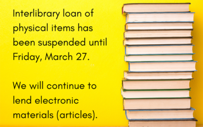 Interlibrary Loans for Books Suspended